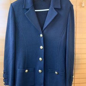 High End Navy Blue Knitted St. Johns Suit Jacket
